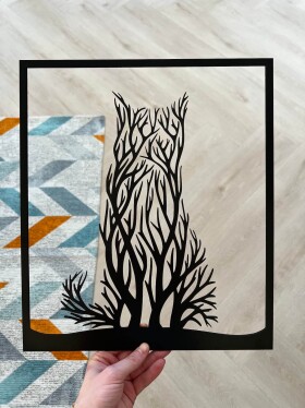 Strom života kočka dekorace na zeď Rozměr (cm): 38 x 32, Dekor: Černá