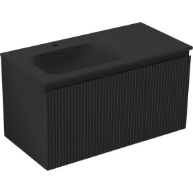 MEXEN/S - Rivel koupelnová skříňka 90 cm s umyvadlem Vela levá, 1S, 1D, reliéf, černá mat 91A23-09047-3-BBFF71-W23L71