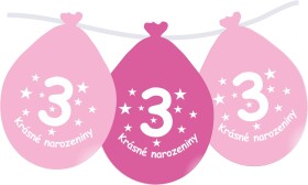 Balónek růžový KRÁSNÉ NAROZENINY číslo 3 visící - 5 ks balonky.cz Balónek růžový KRÁSNÉ NAROZENINY číslo 3 visící - 5 ks balonky.cz
