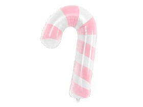 PartyDeco foliový balónek růžovo-bílý Cukrová hůlka 50 x 82 cm