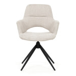 Židle jídelní, krémová látka, 360° vratný mechanismus, černý kov
