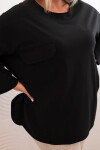 Dámská blůza Plus Size s bavlnou, s kapsou a ohrnutým rukávem černá UNI