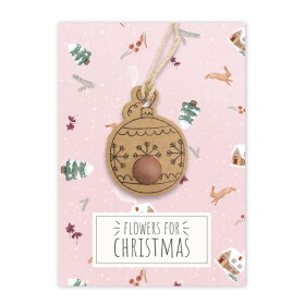 Blossombs Semínka divokých květin Xmas Ball + vánoční kartička, růžová barva