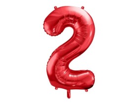 PartyDeco foliový balónek červený číslo 2 (86 cm)