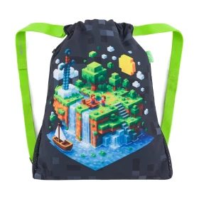 Bagmaster SÁČEK ALFA 26 B školní na přezůvky / tělocvik – kostičkový svět Zelená 1,5 l 230430
