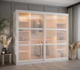 Šatní skříň Abi Flutes Rozměry: 200 cm, Barva korpusu + barva dveří: Bílá + Bílá