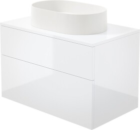 DEANTE - Prizma bílá koupelnová skříňka, s granitovým umyvadlem - 55x35 cm; SD6B8SAU6S