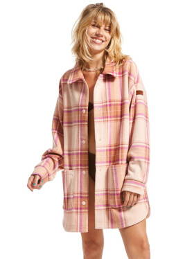 Roxy RING TONE DUSTY CORAL DECKE PLAID dámská košile s dlouhým rukávem - XL