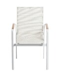 KETTLER DIAMOND stohovatelné, hliníkové křeslo s teakovými područkami - bílá / krémová