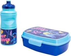 STOR Dětská jídelní sada 2v1 Stitch / Jídelní sada / Láhev 380 ml + svačinový box (75073)