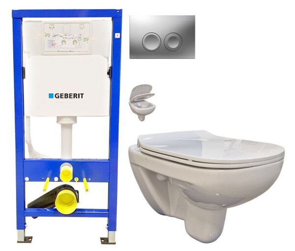 GEBERIT DuofixBasic s matným tlačítkem DELTA21 + WC bez oplachového kruhu Edge + SEDÁTKO 458.103.00.1 21MA EG1