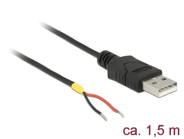 DeLock USB 2.0 Typ-A 2x otevřený konec černý / Kabel / 1,5 m / USB 2.0 (85664)
