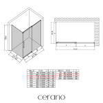 CERANO - Sprchový kout Lantono - pravá - 8 mm - Soft-Close - chrom, mléčné sklo - 120x80 - posuvný CER-665551