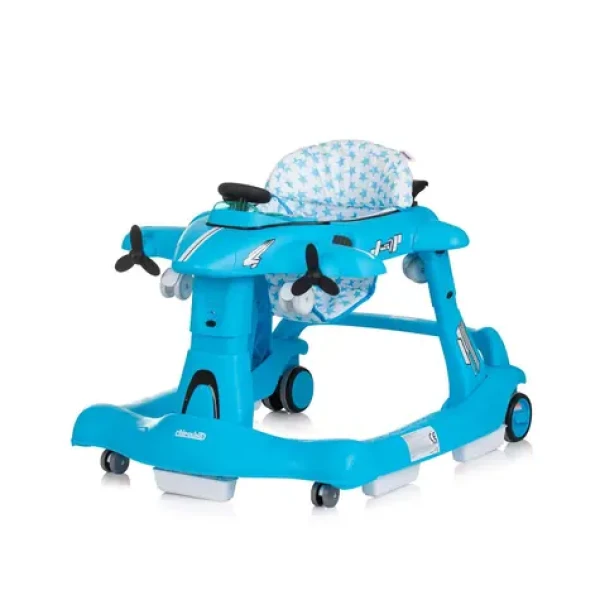CHIPOLINO Chodítko interaktivní Airplane 3v1 modrá / od 6 měsíců (PRAP02403BL)