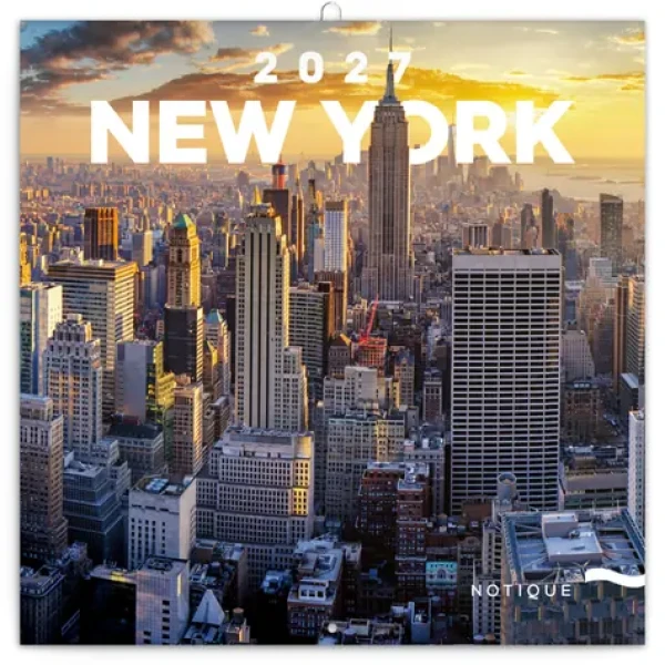 NOTIQUE Grid Kalendář New York 2027 / Nástěnný kalendář / 30 x 30 cm