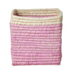 Rice Úložný koš Square Raffia Soft Pink Small, růžová barva