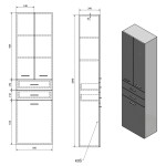 AQUALINE - ZOJA/KERAMIA FRESH skříňka vysoká s košem 50x184x29cm, bílá 51293