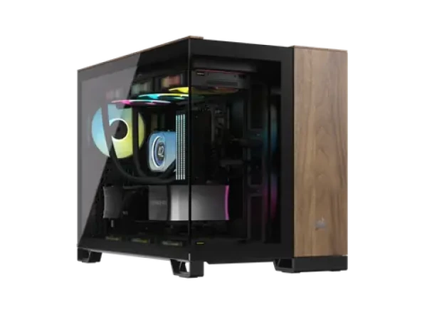 Corsair 2500X černo-ořechová / Micro-ATX / 1x USB-C 3.1 / 2x USB-A / bez zdroje / průhledná bočnice (CC-9011286-WW)