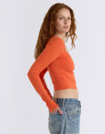 Tričko Organic Basics Everyday Scoop Neck Long Sleeve Tee Tangerine