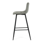 Židle barová, zelená látka, čtyřnohá kovová podnož, černý mat