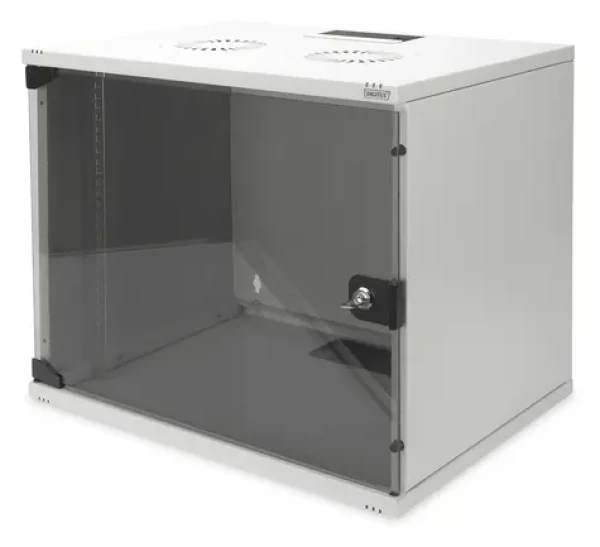 Digitus DN-19 09-US-1 šedá / Nástěnná skříň / 19" / 9U / 460x540x400 mm / skleněné dveře (DN-19 09-U-S-1)