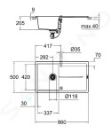 GROHE - Dřezy Kompozitní dřez K400 s automatickým odtokem, 860x500 mm, granitová šedá 31640AT0