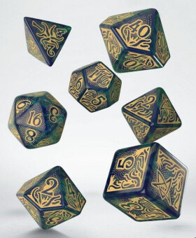 Sada kostek - Call of Cthulhu 7th Edition - Modrozelená a zlatá barva