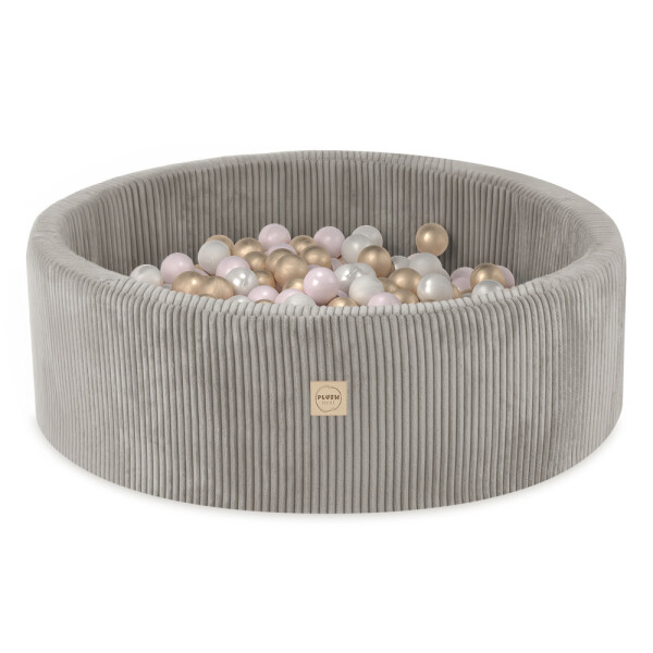 PLUSH NEST PLUSH NEST Suchý bazén kulatý Manšestr béžový Ø 90 × 30 cm s 200 míčky