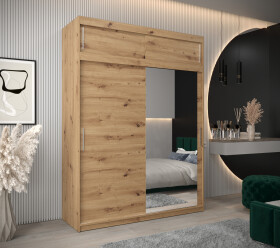 Šatní skříň Abi T2 s nástavcem Barva korpusu: Dub artisan, Rozměry: 180 cm, Dveře: Dub artisan