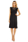 Dámské šaty s krajkovým rukávem středně dlouhé černé Černá model 15042555 White černá S/M - Elli White