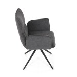 Židle jídelní, šedá látka, 360° vratný mechanismus, černý kov