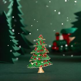 Vánoční brož se zirkony Christmas Tree 10 - vánoční stromeček, Zlatá