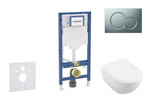 GEBERIT - Duofix Set předstěnové instalace, klozetu Subway 2.0 a sedátka softclose, tlačítko Sigma01, matný chrom SANI11CK2110