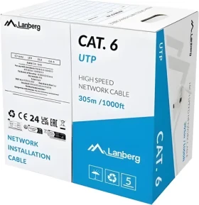 Lanberg UTP kabel drát šedý / Cat6 / CCA / 305 m (LCU6-15CC-0305-S)