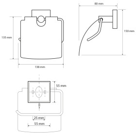 SAPHO - X-SQUARE držák toaletního papíru s krytem, chrom XQ700