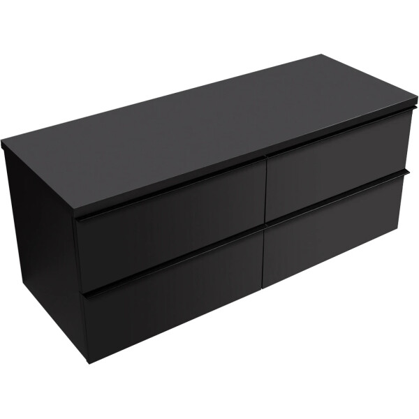 CERANO - Koupelnová skříňka Velora - černá matná, úchytka černá + deska pod umyvadlo Navira Pro - 36 mm - 160x56,6x46,5 CER-668567