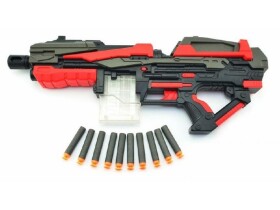 Pistole puška na pěnové náboje 10ks plast 54cm na baterie v krabici