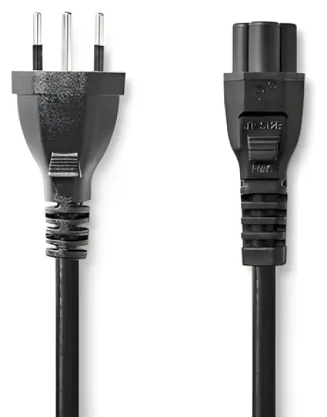 Nedis Napájecí kabel CH – IEC-320-C5 černá / Napájecí kabel / 2 m / Švýcarská zástrčka trojlístek (CEGL11220BK20)