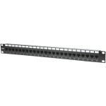 Intellinet 24-Port Cat6a Patchpanel geschirmt 1HE Kabeleinführung 90° abgewinkelt schwarz 24 portů patch panel 483 mm (1