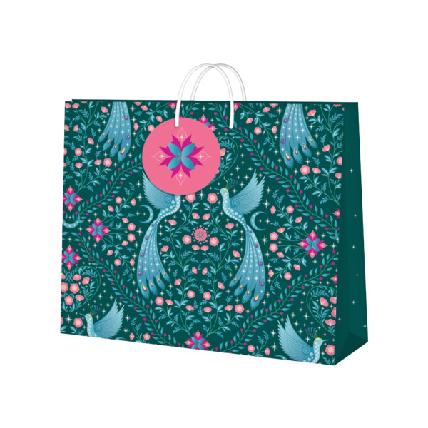 Dárková taška horizontální malá - Pávi (22,9 × 9,8 × 17,8 cm) - Albi