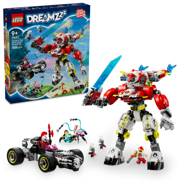 LEGO LEGO® DREAMZzz™ 71497 Cooperův tygří robot a Zerův hot rod