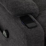 Křeslo polohovací elektrické, 1 motor, šedá látka, bezdrátové nabíjení pro mobilní telefon