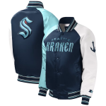 Dětská Bunda Seattle Kraken Starter Youth Raglan Full-Snap Varsity Jacket Deep Sea Blue Velikost: Dětské let)