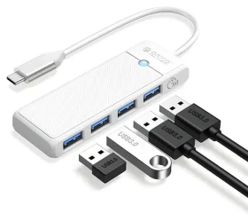 Orico PAPW4A-C3 bílá / USB hub / 4x USB-A 3.0 / USB-C konektor / kabel 1,8 m
