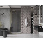 MEXEN/S - Velar posuvné sprchové dveře 90, transparent, zlatá 871-090-000-01-50