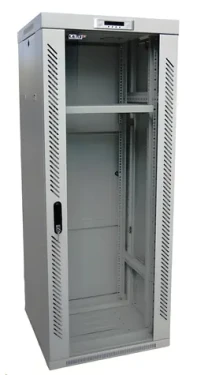 LEXI-Net 19" rozvaděč šedý / Stojanový rozvaděč / 27U / 600 x 600 mm / rozebíratelný / skleněné dveře (LS27U-60/60)