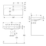GEBERIT - Smyle Square Umyvadlo 90x48 cm, s přepadem, otvor pro baterii, bílá 500.251.01.1