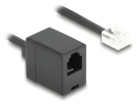 Delock černá / Spirálový telefonní kabel / RJ11 - RJ11 / 1 m (90230)