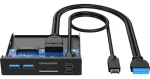 GrauGear USB hub s čtečkou karet černá / Přední panel / 2x USB-C / 2x USB-A / SD microSD / 3,5” (G-MP01CR)