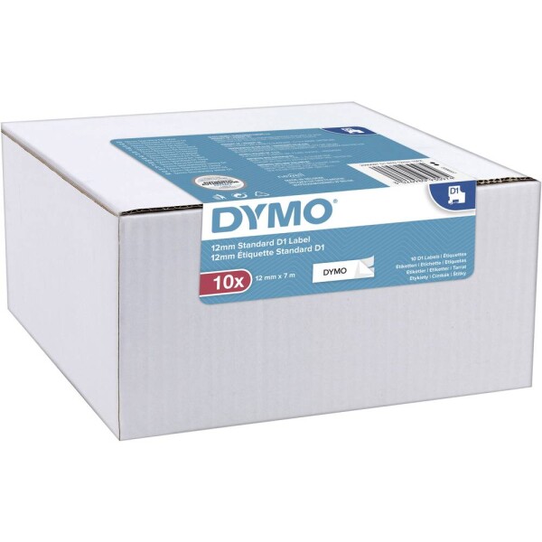 Dymo originální páska do tiskárny štítků 12mm x 7m / černý tisk / bílý podklad / D1 / 10ks (2093097)